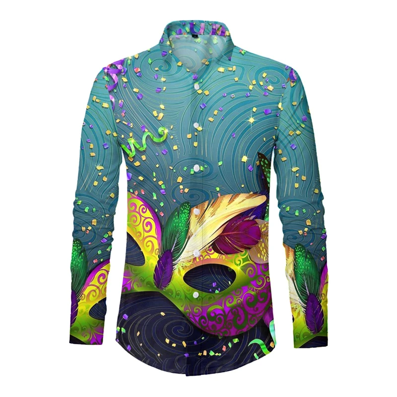 Мужская Повседневная рубашка с длинным рукавом белая футболка 3D-принтом в