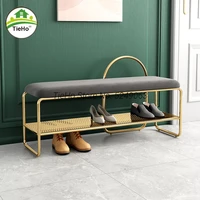 nordic modern morocco shoe bench seat metal entrance shoe stool sitting sofa bed cushion storage stool for living room bedroom