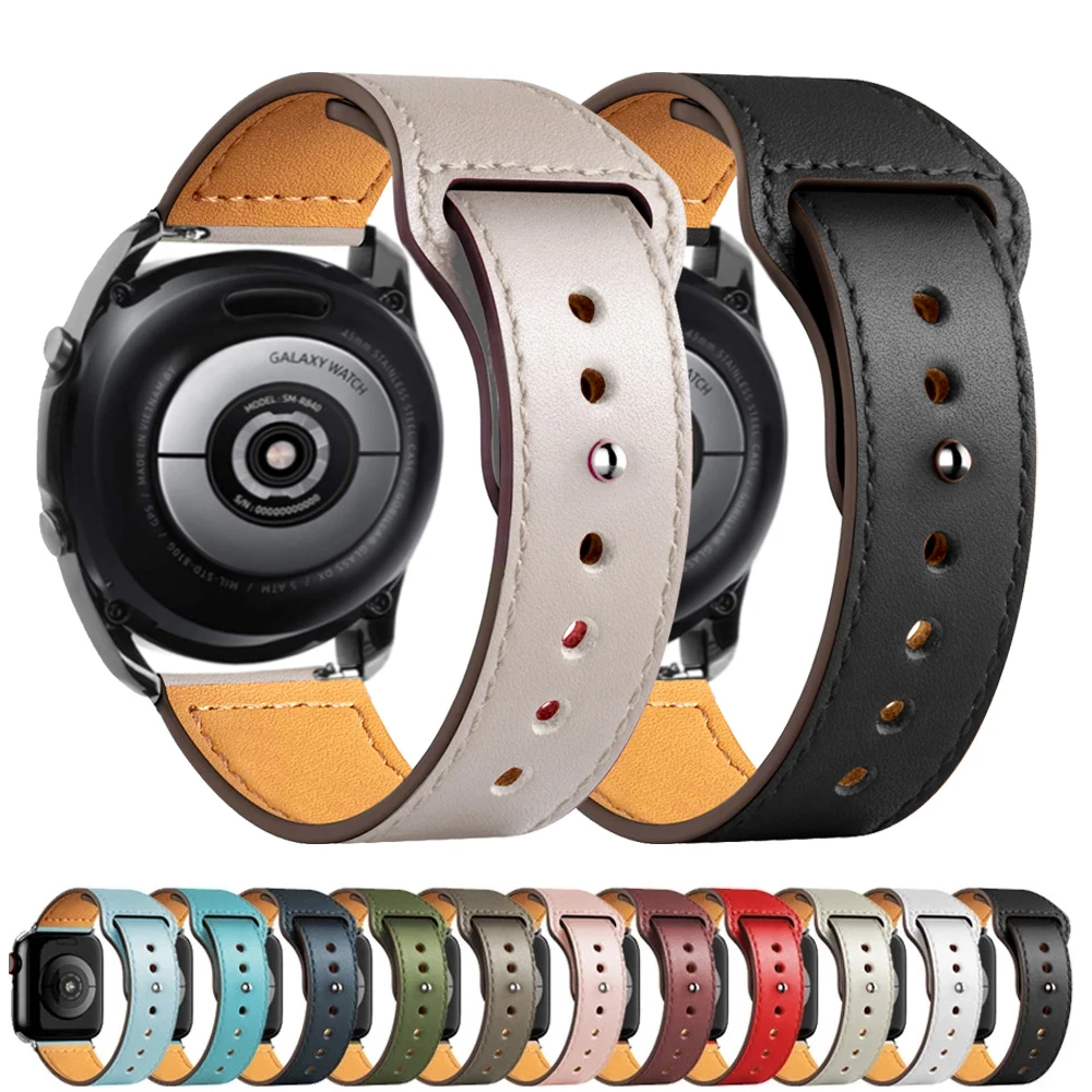 

Leather Band For Samsung Galaxy watch 4/44mm/40mm/Classic/46mm/42mm/Active 2 strap 20mm 22mm bracelet Huawei watch GT/2/2e/Pro/3