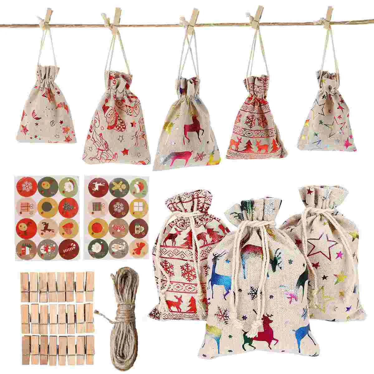 

Christmas Giftholidayeve Wrapping Presents Cookie Drawstring Souvenir Merchandise Favor Jewelry Candy Pouches Mini Storage Santa