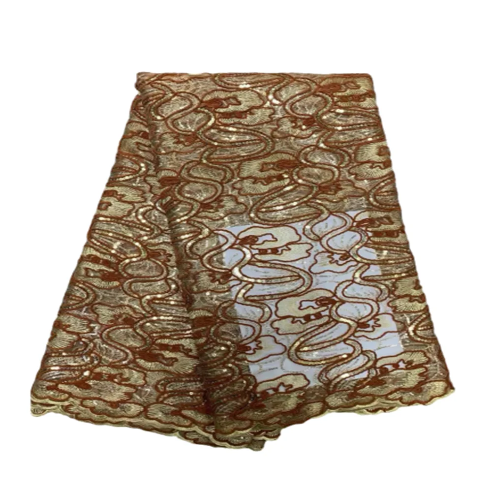 

Latest African Sequined Lace Fabric 2023 High Quality Embroidery Nigerian French Mesh Lace Fabric For Wedding