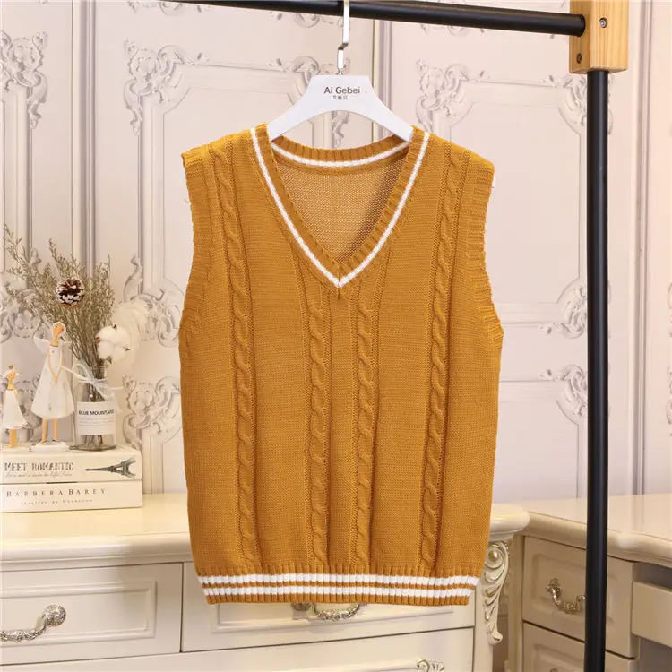 Женский свитер жилет пуловер осенне-зимние свободные свитера с V-образным