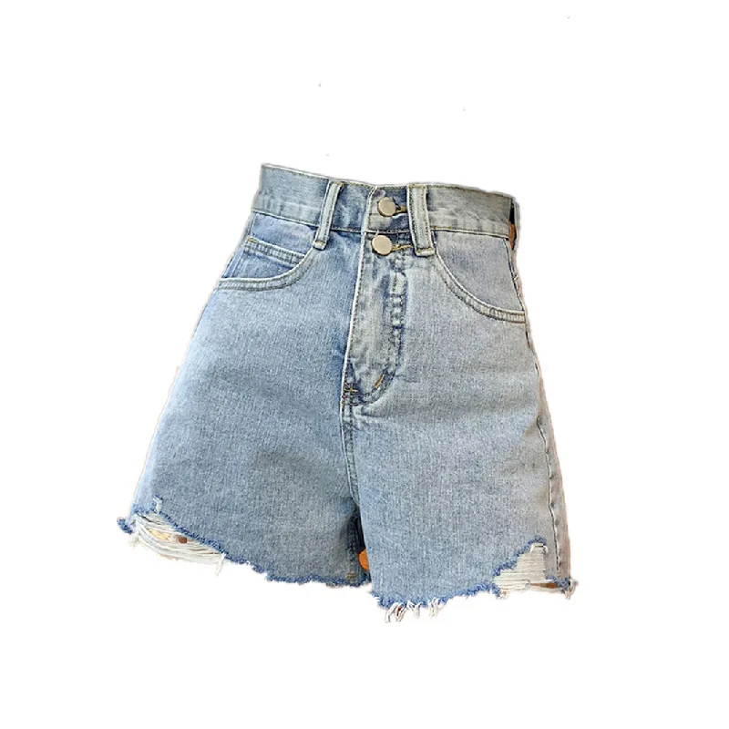 Shorts for Women 2023 Summer Biker Jean Shorts  High Waist Wide Leg Loose Ins Korean Version Thin Net Red Thin A-word Hot Pants