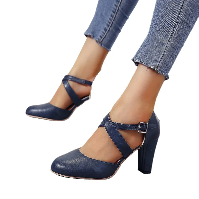 

Туфли-лодочки женские на высоком каблуке, с ремешком на щиколотке, Размеры 35-43