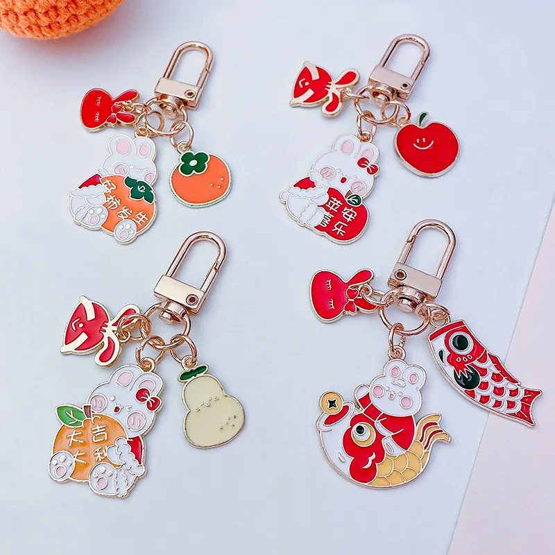 

Creative Metal Text Rabbit Key Chain Pendant, Lovely Bag Car Key Chain Jewelry Gift