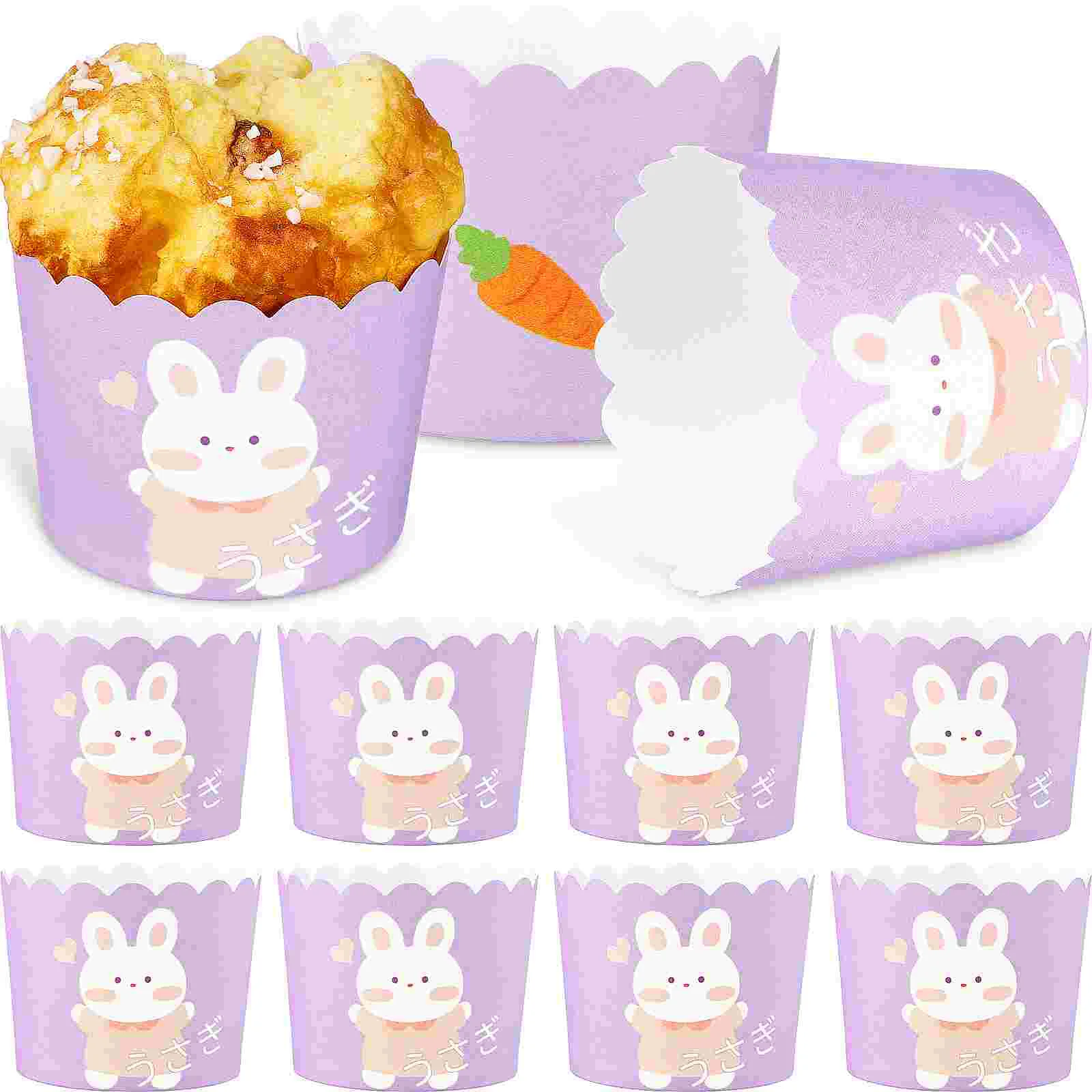 

100 Cups Paper Muffin Cups Rabbit Pattern Greaseproof Cupcake Wrapper Liners Kitchen Supplies