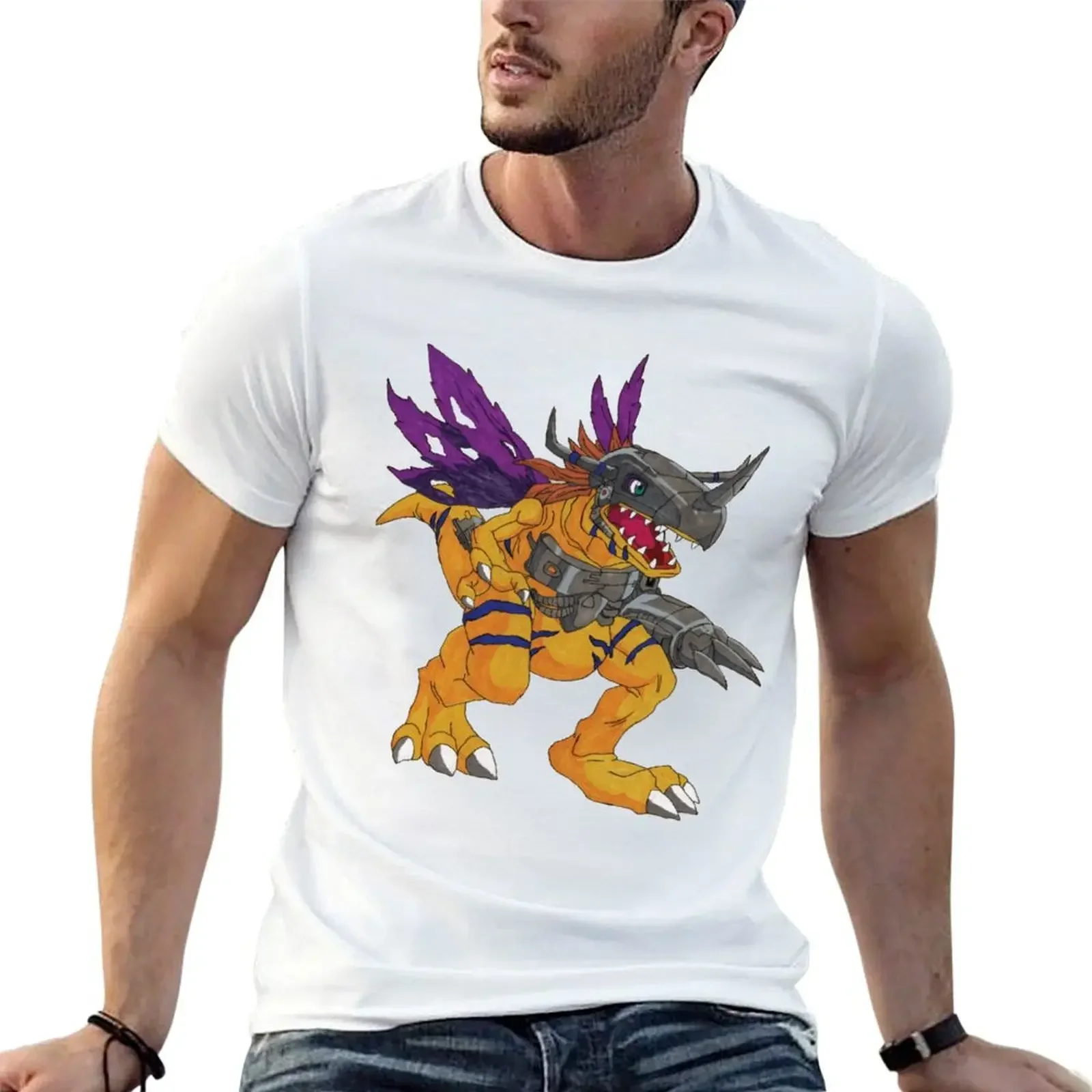 Футболка Metal Greymon синяя арховая одежда в стиле хиппи футболки с короткими