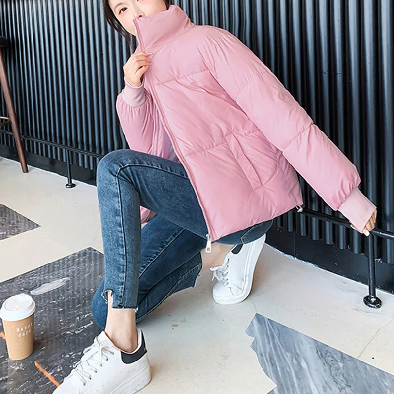 Women Korean Style Loose Fashion Parkas Thickened Jackets Down Cotton Coats 2021 New Fall Winter Female Warm Solid Bread Clothes