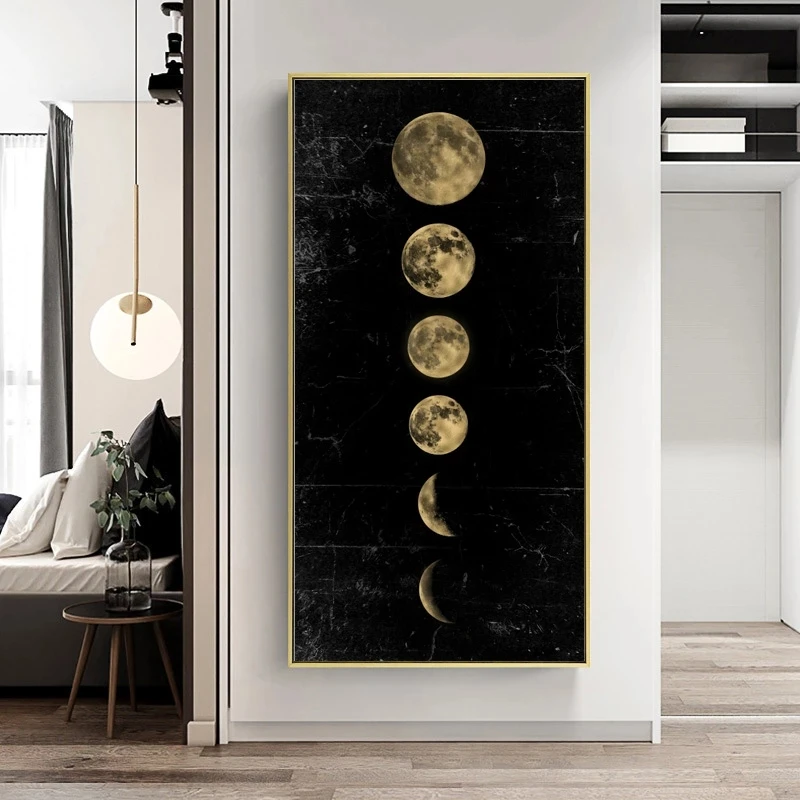 

Настенная картина большого размера Eclipse of The Moon, минималистичный постер на холсте, печать Вселенной, длинный баннер, художественная живопись...