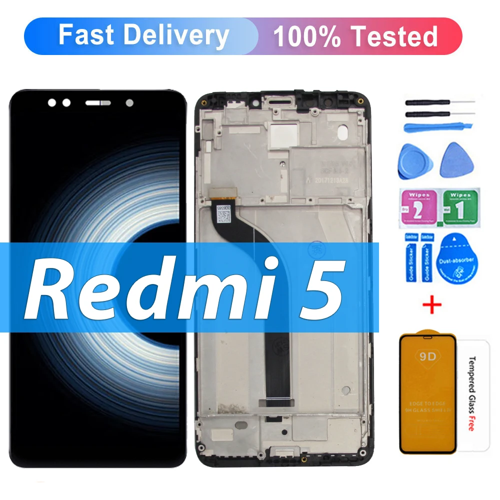 ЖК-дисплей для Xiaomi Redmi 5, сенсорный экран для Redmi 5 Plus, дигитайзер с рамкой для замены и ремонта, MEG7 ЖК-дисплей