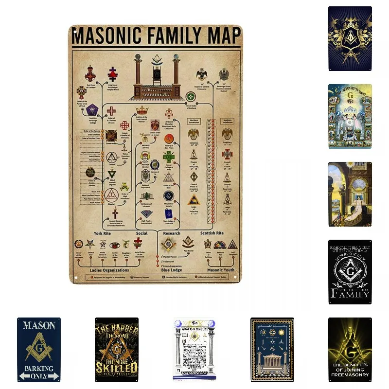 

Масонская карта семьи, знак, персонализированная ретро-Масонская металлическая табличка для клуба, кафе, ресторана, мужская пещера, бара, на...