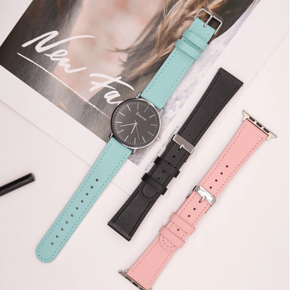 

New Fashion Calfskin Leather Watch Band 18mm 20mm 22mm Quick Release Soft Watch Strap for Samsung Watch for Huawei GT Watches