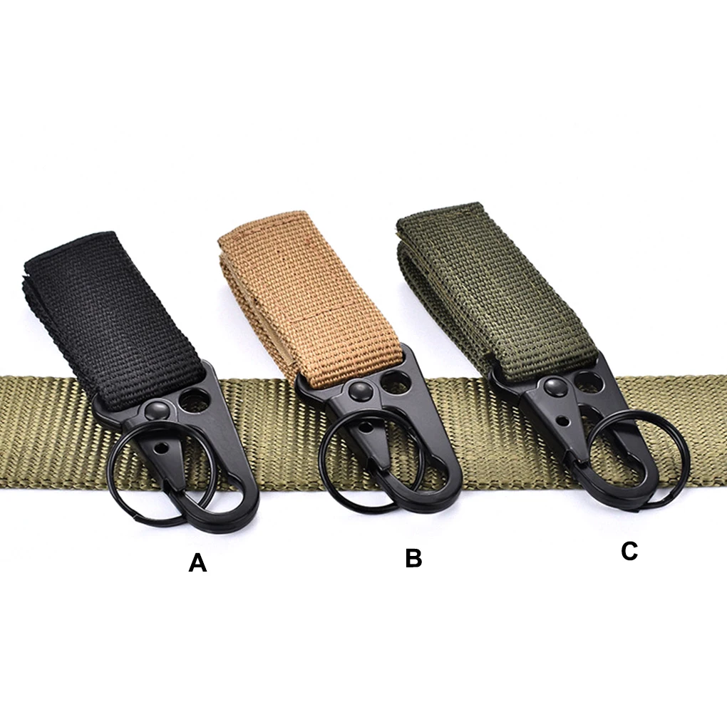 

4 Pieces Carabiner Climbing Belt Storage Key Hook Hang Portable Nylon Backpacking Multifunctional Webbing Buckle Khaki