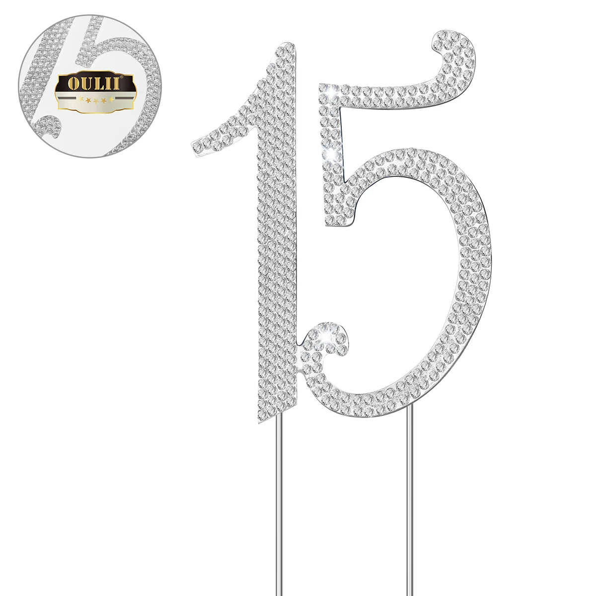 Украшения на 15-й день рождения для девочек топпер со стразами годовщину серебро