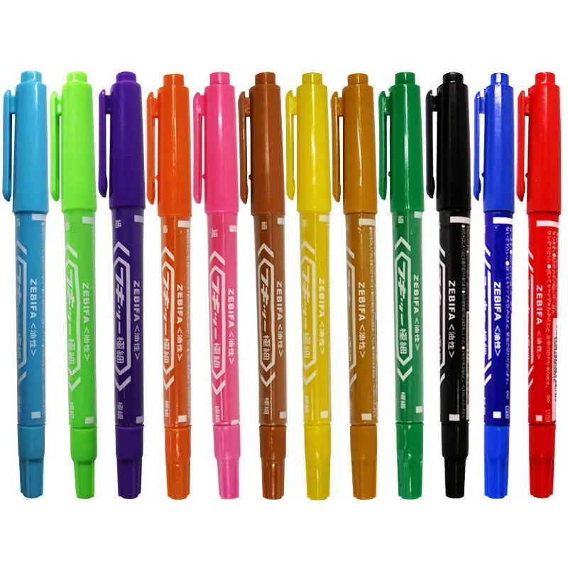 

Двухсторонний маркер s 12 цветов, масляный, черный, синий, красный, зеленый, желтый, фиолетовый, оранжевый, коричневый, кофейный