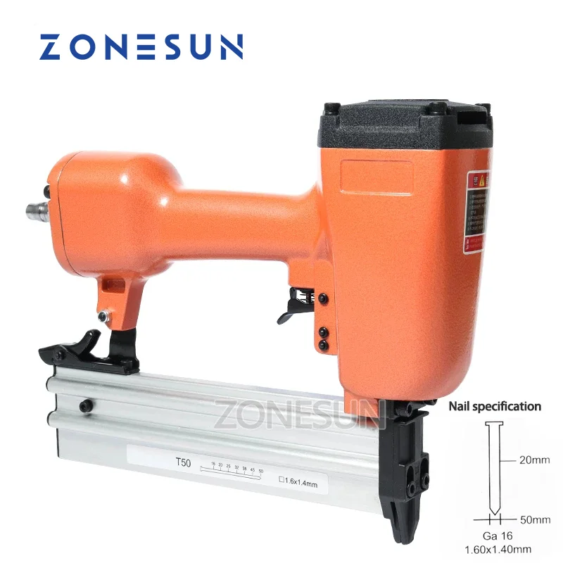 ZONESUN Pneumatic Air Stapler Nail Gun Nail Stapling Machine Nailer For Furniture Wood Working Carpentry Decoration Carpenter