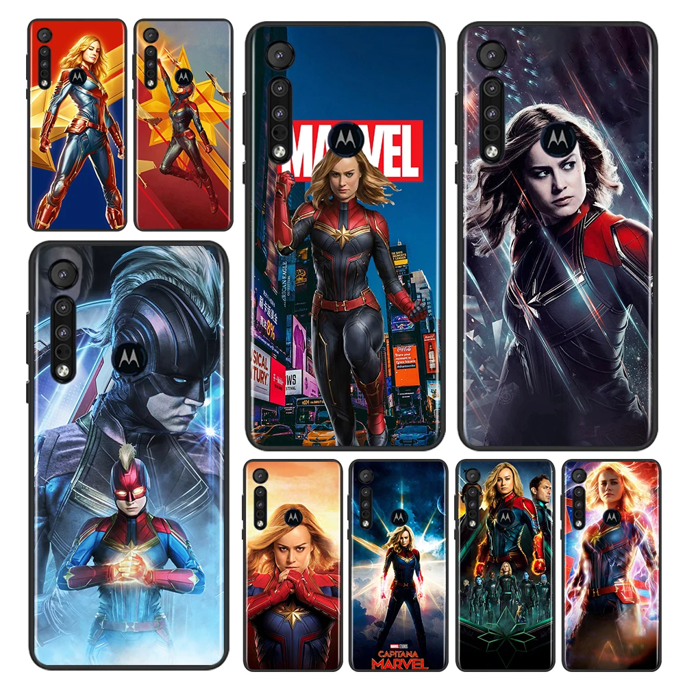 

Captain Marvel Case For Motorola Moto G9 G8 E20 E7 E6 One Marco Hyper Fusion Power Edge Plus Black Phone Cover