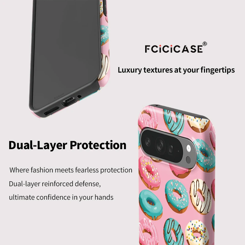 Фото Чехол Fcicicase 2-в-1 с двойным слоем для Google Pixel 10 8 9 Pro 10A 7A 8A 10 9 Pro XL, противоударный, с рисунком в виде тортов, задняя крышка-накладка №5