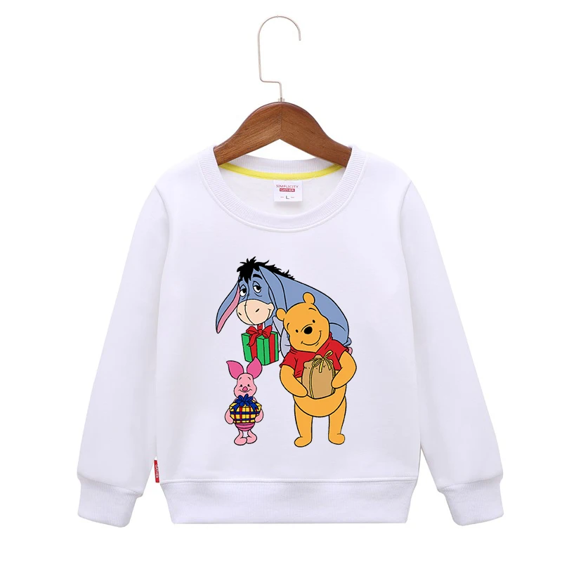 

Cute Winnie The Pooh Piglet Eeyore Christmas Present Kids Sweatshirts Kawaii Disney Xmas Graphic Printed Pullover for Girls Boys