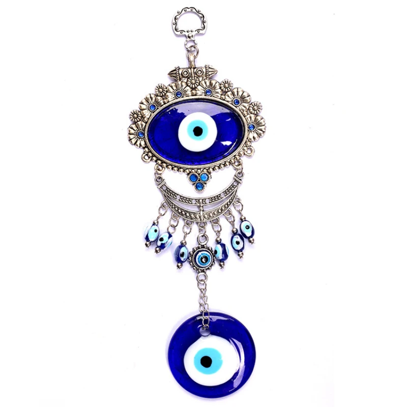 

Европейский турецкий синий глаз, стеклянный глаз дьявола, настенное украшение, подвеска на удачу, ветряные колокольчики, подвесное украшен...