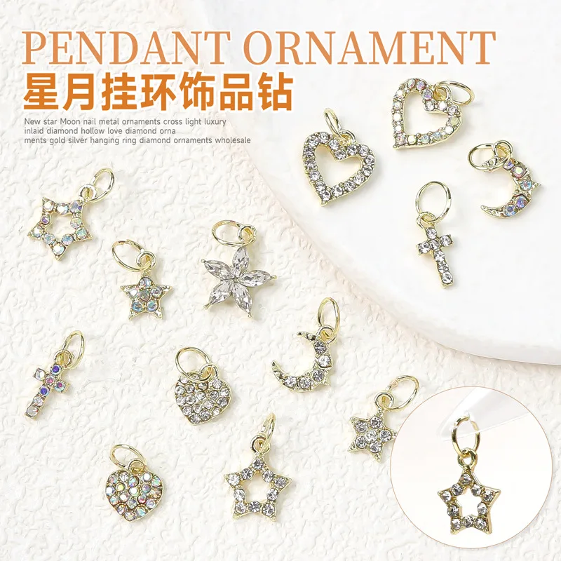 

10pcs Charm Luxury Zircon 3D Nail Art Decorations Star Moon Series Diamond Alloy Pendant Design Jewelry Manicure Accessories DIY