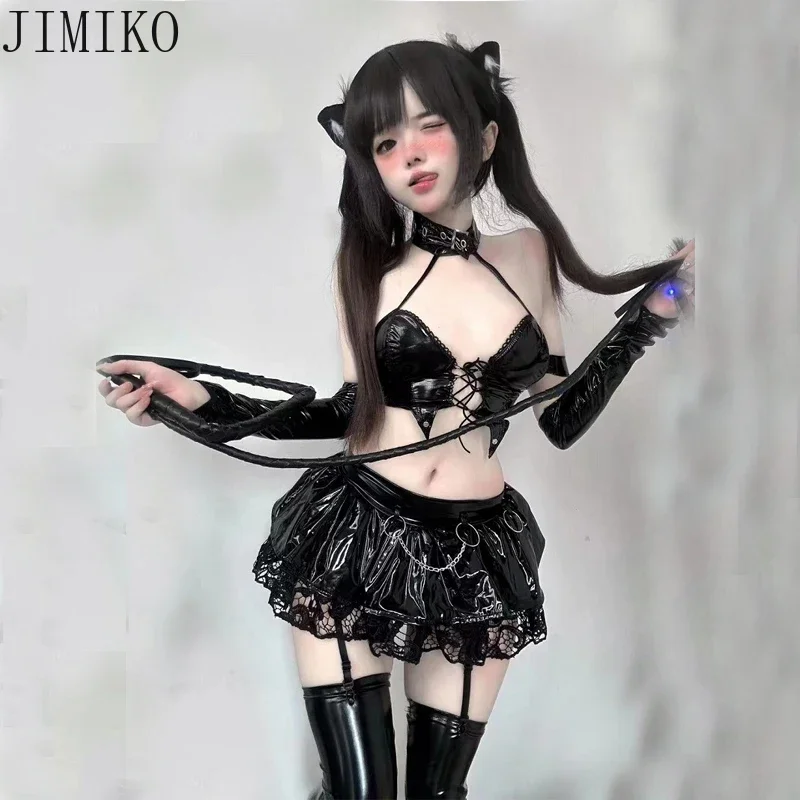 Костюм Jimiko из аниме Хэллоуин косплей маленький дьявол женское латексное кожаное