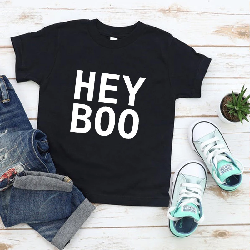 

Hey Boo Kids Shirt 2021 Halloween Kid Boys 2021 Fall Clothes Unisex Kids Halloween Shirt Mommy and Me Clothes Tops 4-6y