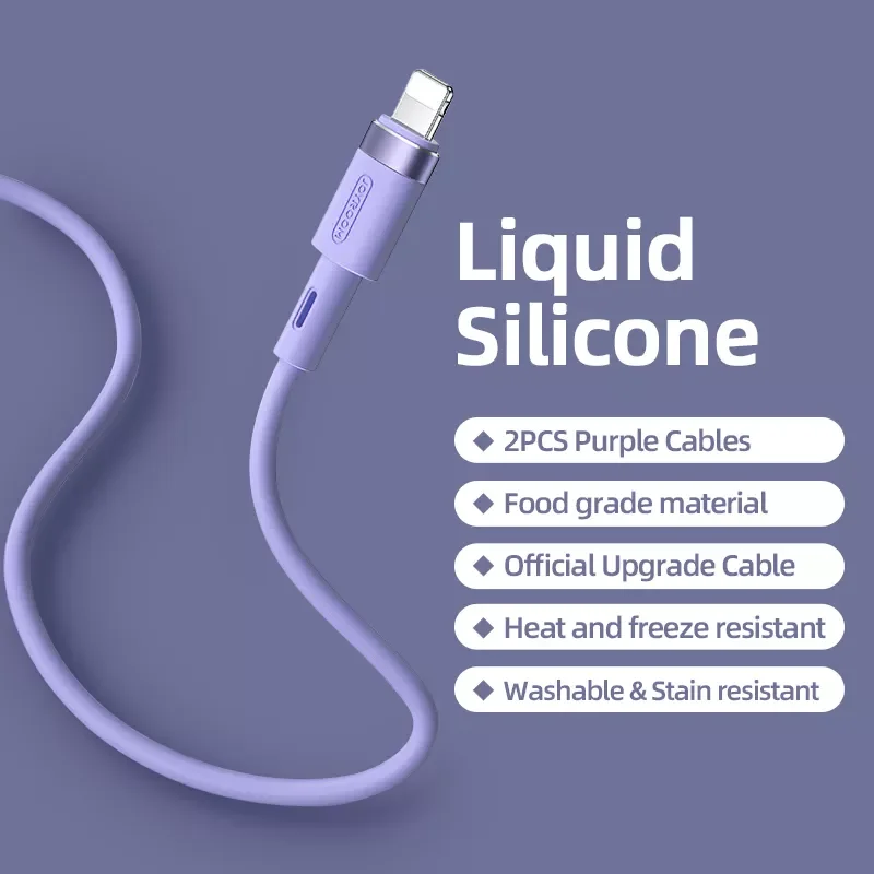 

2PCS Charger Cable For iPhone USB Charger Data Lead Liquid Silicone 3A Fast Charging Cable for iPhone 12 11 Pro Max X XS XR 6 SE