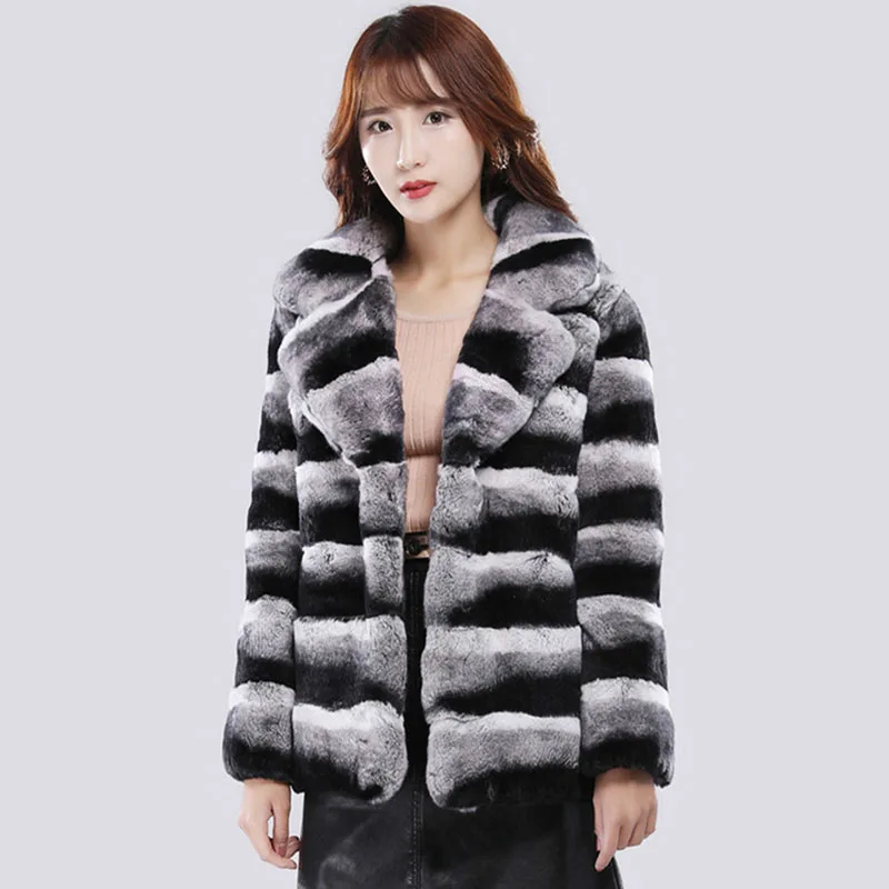Natural Rex Rabbit Fur Fashion Women's Winter Jacket Collar Fashion Real Fur Coat Women's Cyan Blue Fur Short Coat