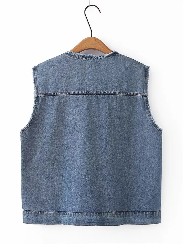 Женская одежда джинсовая куртка на весну и осень Джинсовая безрукавка без