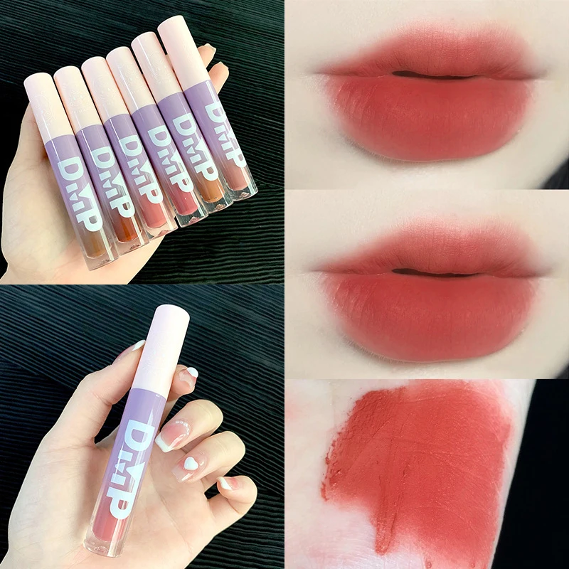

6 Colors Velvet Matte Lipstick Liquid Waterproof Lasting Lip Gloss Shimmer Easy To Color Glass Lip Clay Woman Makeup Cosmetics