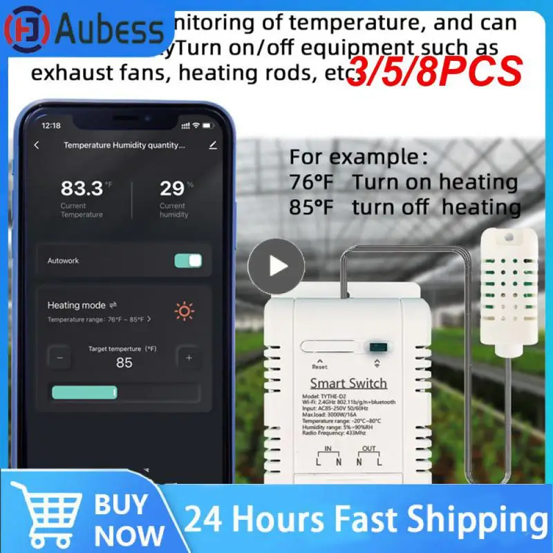 

Умный датчик влажности и температуры, умный, 16 А, 3/5/8 шт.