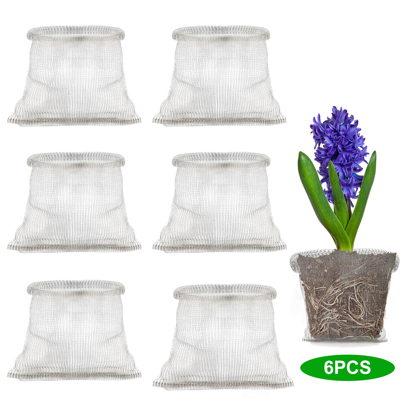 

6pcs Guard Basket Garden Plant Root Protector Burrowing Animal Dense Mesh Stainless Steel Durable Gopher Prevention Underground