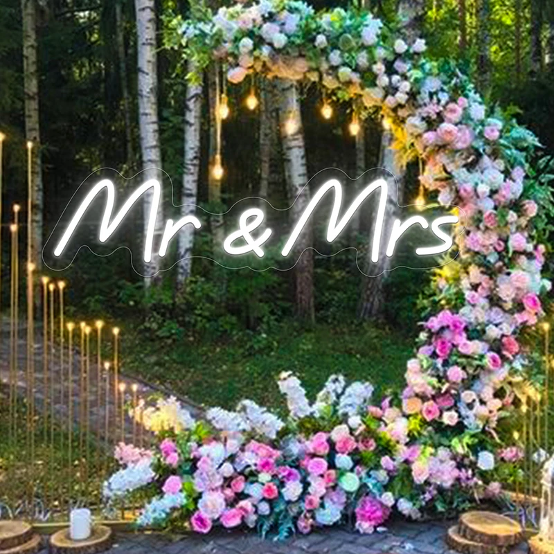 

Neon Sign Light Wedding Mr & Mrs Party Propose Lovers Couples Engagement Gift Garden Decor LED Art Bedroom Home Wall Decroation
