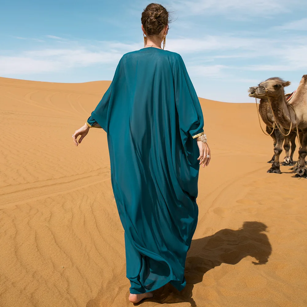 Kaftan Robe Musulmans African Dresses for Women Eid Mubarak Satin Abaya Dubai Turkey Islam Clothing Muslim Dress Caftan Marocain