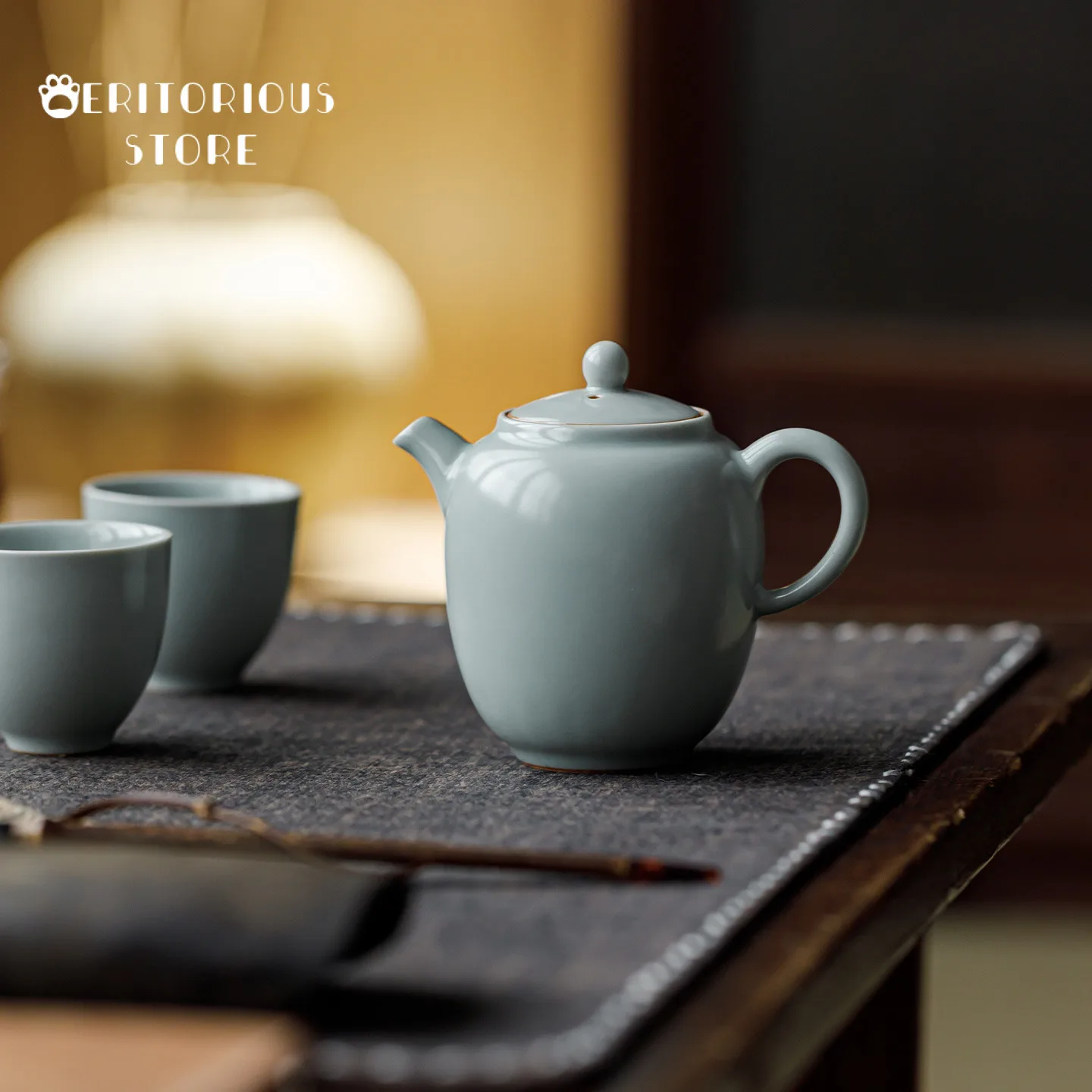 Фото Небесно-голубой чайник для заварки печи Ru, китайский чайник для заваривания, керамические чайники ручной работы, чайный сервиз Gong Dao Bei Puer, кунг-фу №1