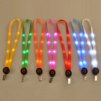 2017 new led lights with documents lanyard key chain id badge necklace key chain lanyard party work card lanyard
