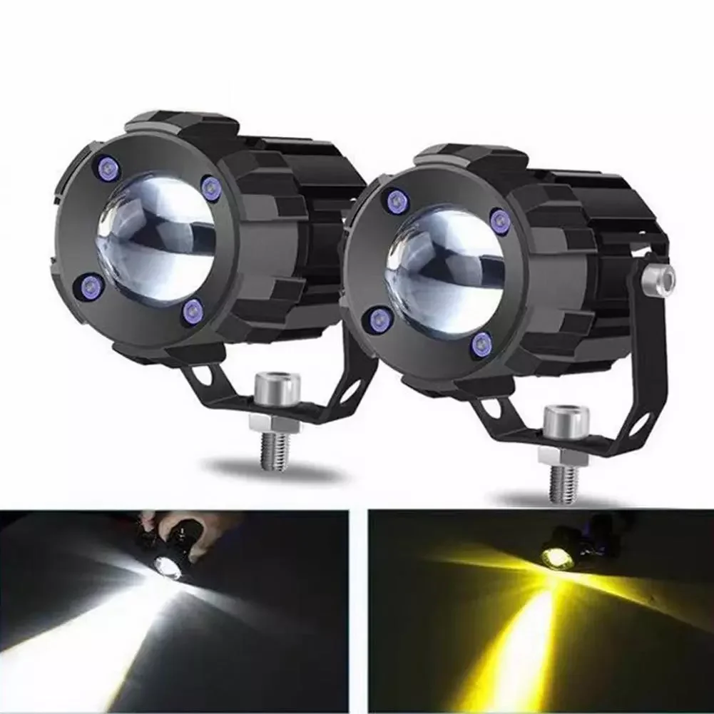 

2pcs Motorcycle Lens Spotlight Headlight Bulbs External Far Near Light Integrated Fisheye Headlight Hi/Lo Beam Moto Accessories