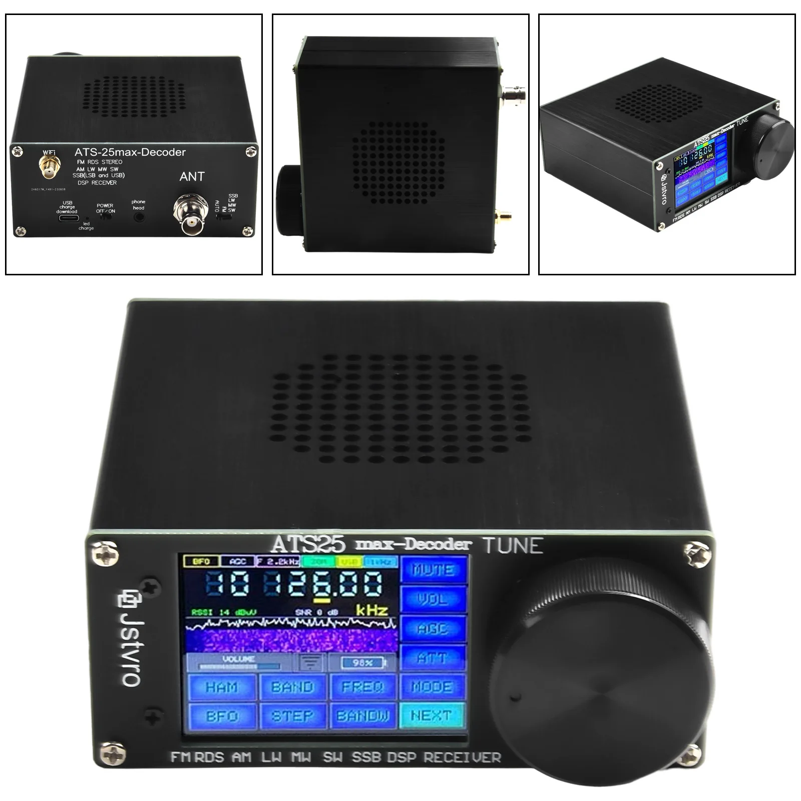 1 комплект радиоприемника FM MW коротковолновая печь черный 120*115*48 мм 1730-30000 кГц 64-108