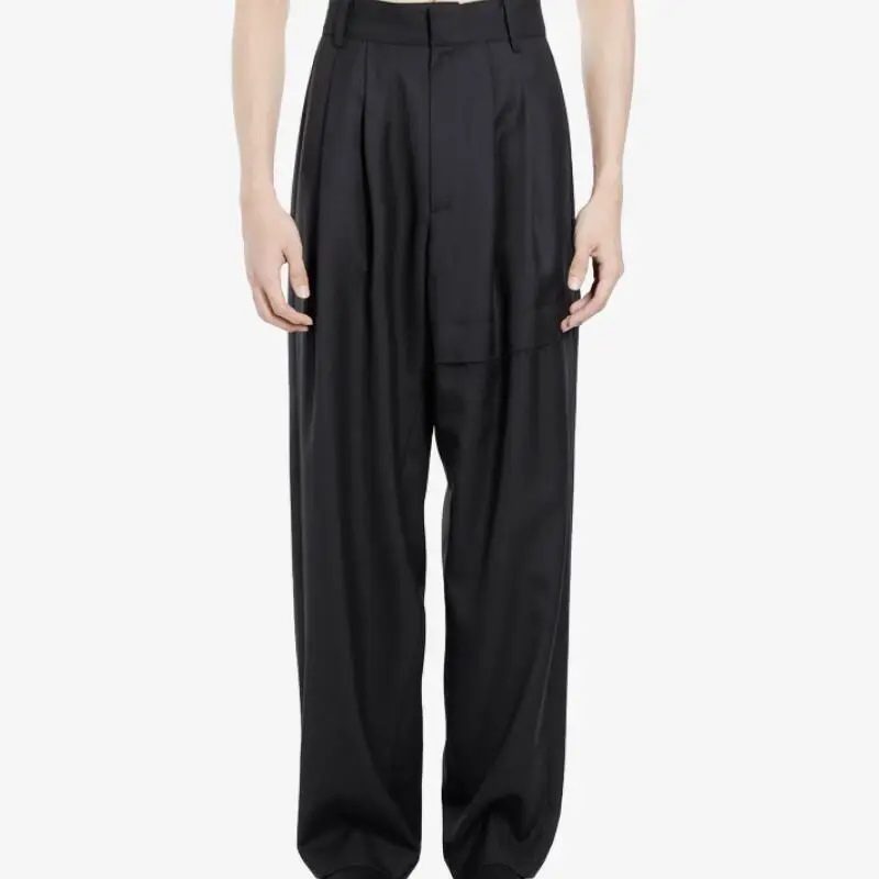 

Spring Summer Men's New Personality Custom Plus Size Fashion Casual Simple Loose Straight Tube Frayed Trousers 27-42