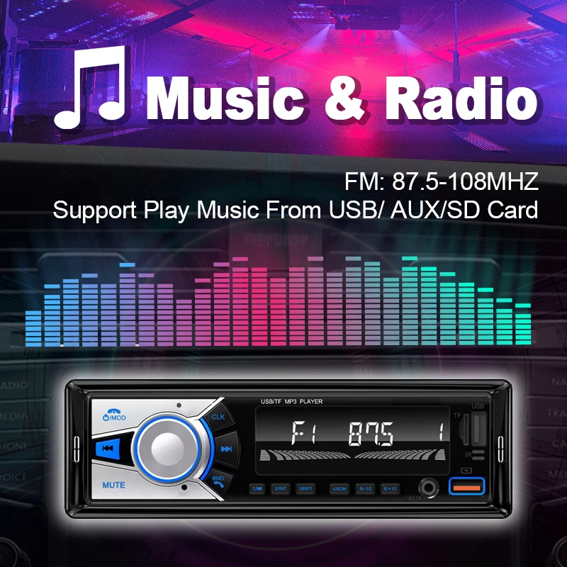 Автомобильная Стереосистема Sinovcle 1 Din С Bluetooth Mp3-плеер Fm-приемник Два Usb/tf-карты