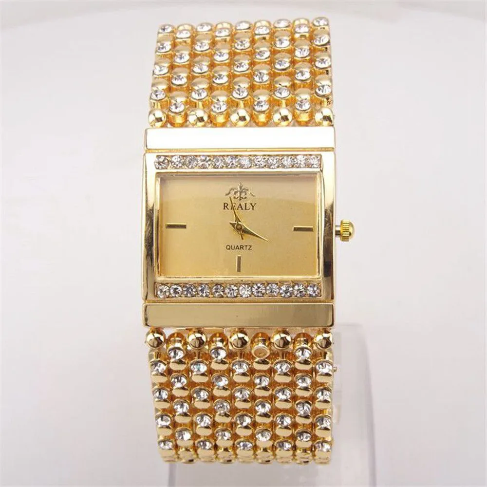 

High Quality Bracelet Watches Women Luxury Brand Women's Stainless Steel Quartz Watch Rhinestones Crystal Analog Wrist Watch
