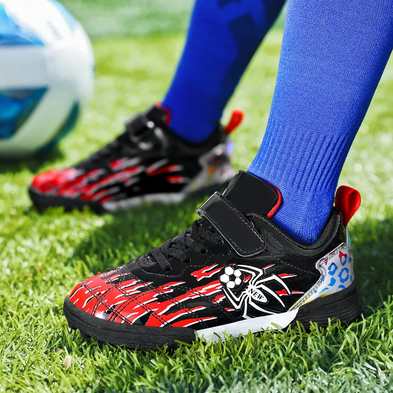 Fashion Blue Kids Soccer Shoes Society Outdoor Child Football Boots Cleats Futsal Sneakers Boys Soccer Training Sport Footwear
