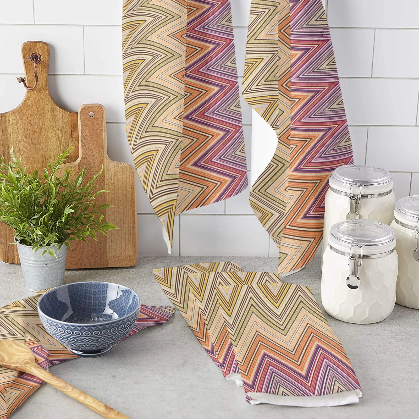 

Ethnic Style Stripes Abstract Design Microfiber Towel Absorbent Kitchen Cleaning Cloth Dish Towel Household Cleaning Towel