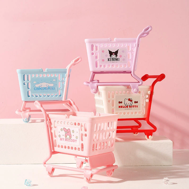 

Sanrioed My Melody миниатюрная тележка, коробка для хранения косметики, милый Коричный курол, украшение для дома, корзина для всякой всячины, настол...