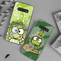 cartoon cute frog keroppi phone case tempered glass for samsung s20 ultra s7 s8 s9 s10 note 8 9 10 pro plus cover