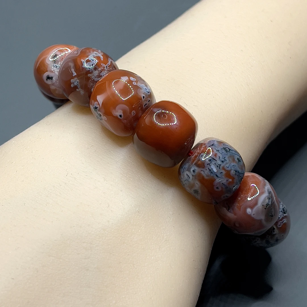 Браслеты из натуральных красных агатовых бусин Wenwan ручные струны редкие