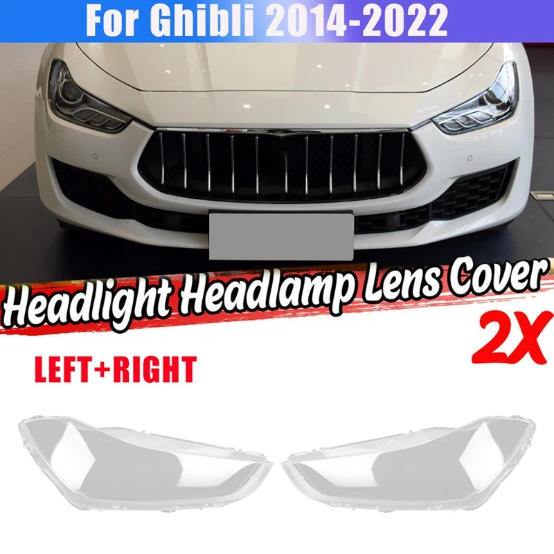 

Side for Maserati Ghibli 2014-2022 Car Headlight Lens Cover Head Light Lamp Lampshade Front Light Shell Cover