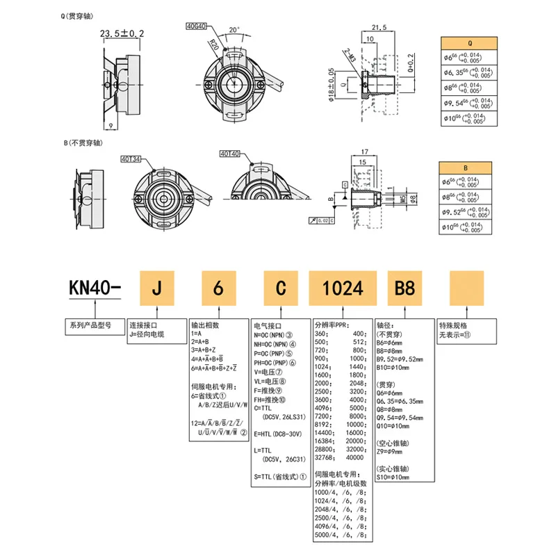 Энкодер Shanghai Hengxiang KN40 ультратонкий 1000 импульсный промышленный энкодер THL
