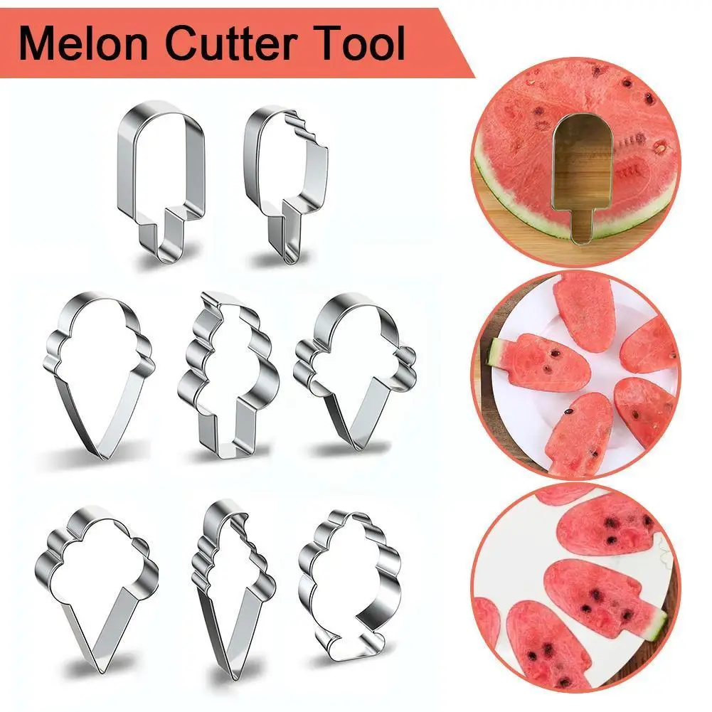 

Stainless Steel Watermelon Cutter Cute Ice Cream Design Kitchen Cutting Tools Fruit Cutter Salad Slicer Gadgets Watermelon D4G5
